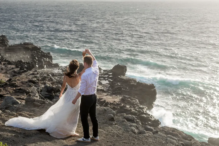 Couple in their wedding attire on Maui, day-after session by Jessie Hawaii Photography