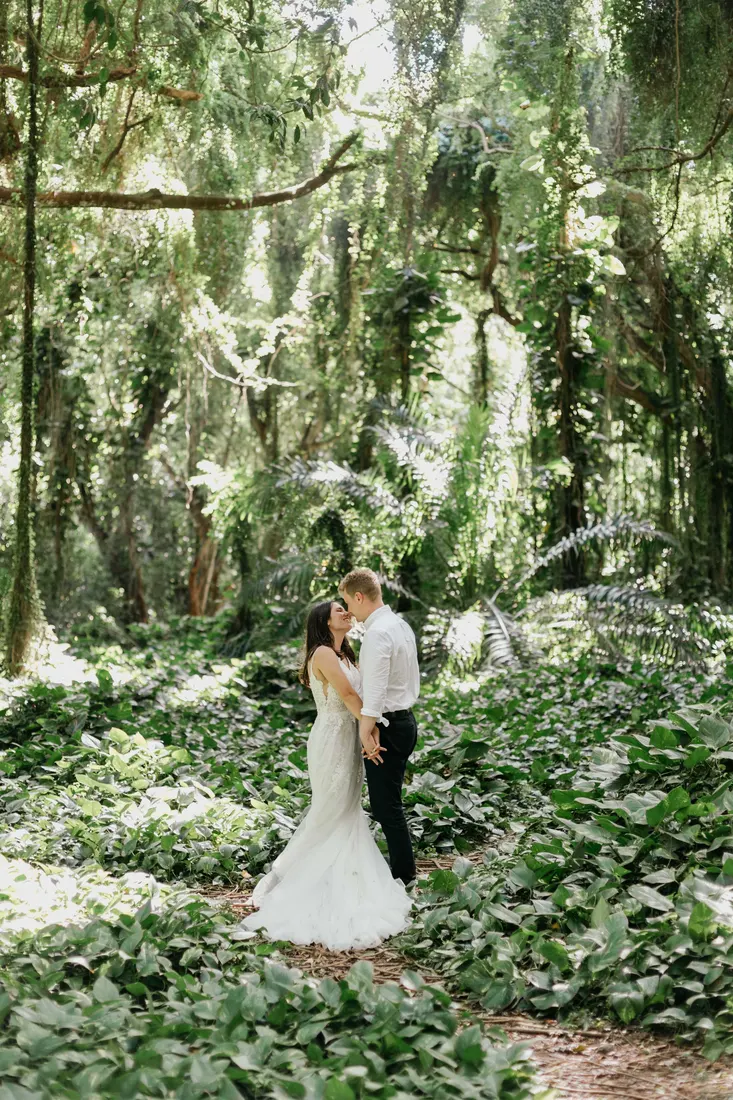 Couple in their wedding attire on Maui, day-after session by Jessie Hawaii Photography