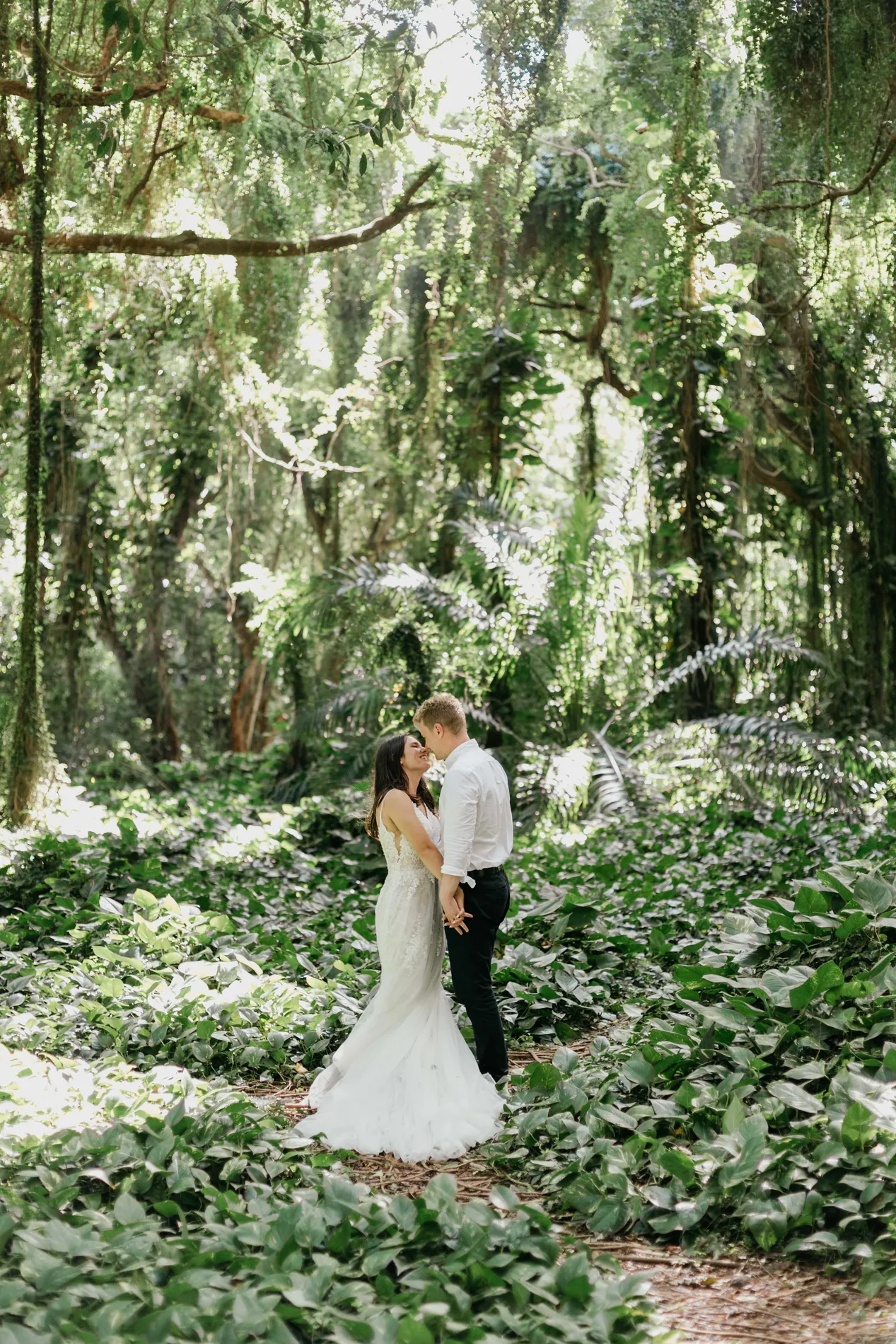 Couple in their wedding attire on Maui, day-after session by Jessie Hawaii Photography