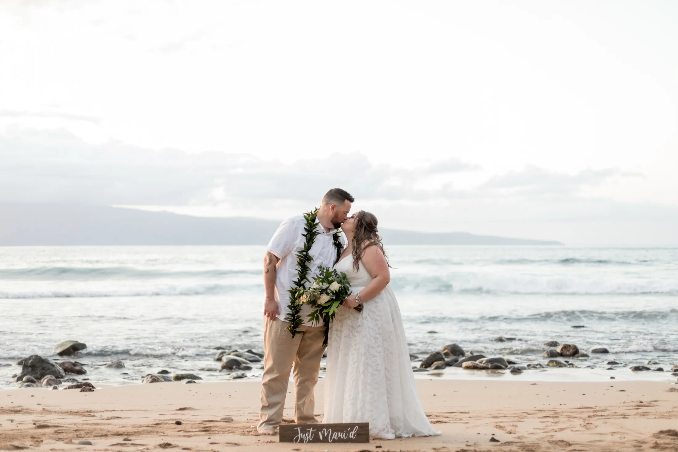Couple in their wedding attire on Maui, day-after session by Jessie Hawaii Photography