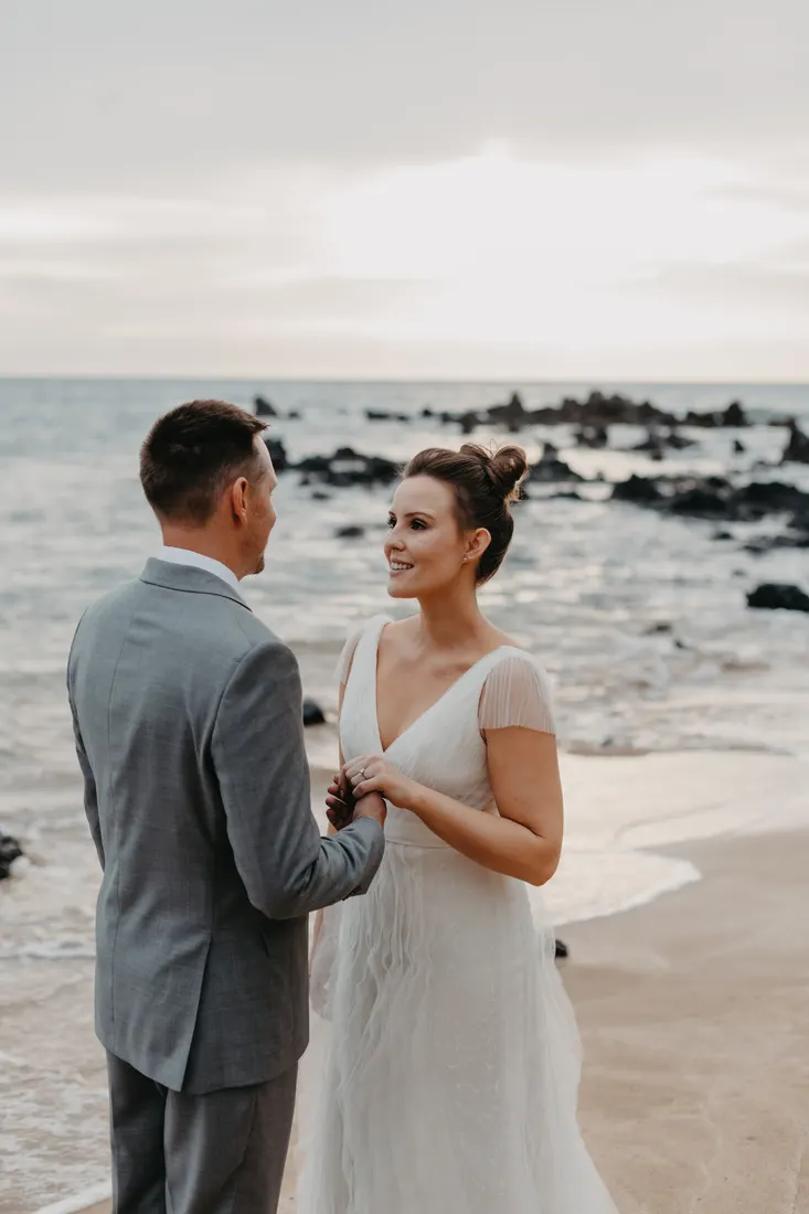 Couple in their wedding attire on Maui, day-after session by Jessie Hawaii Photography
