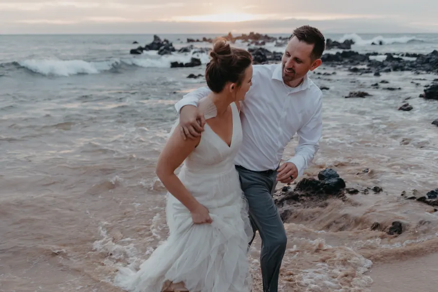 Couple in their wedding attire on Maui, day-after session by Jessie Hawaii Photography