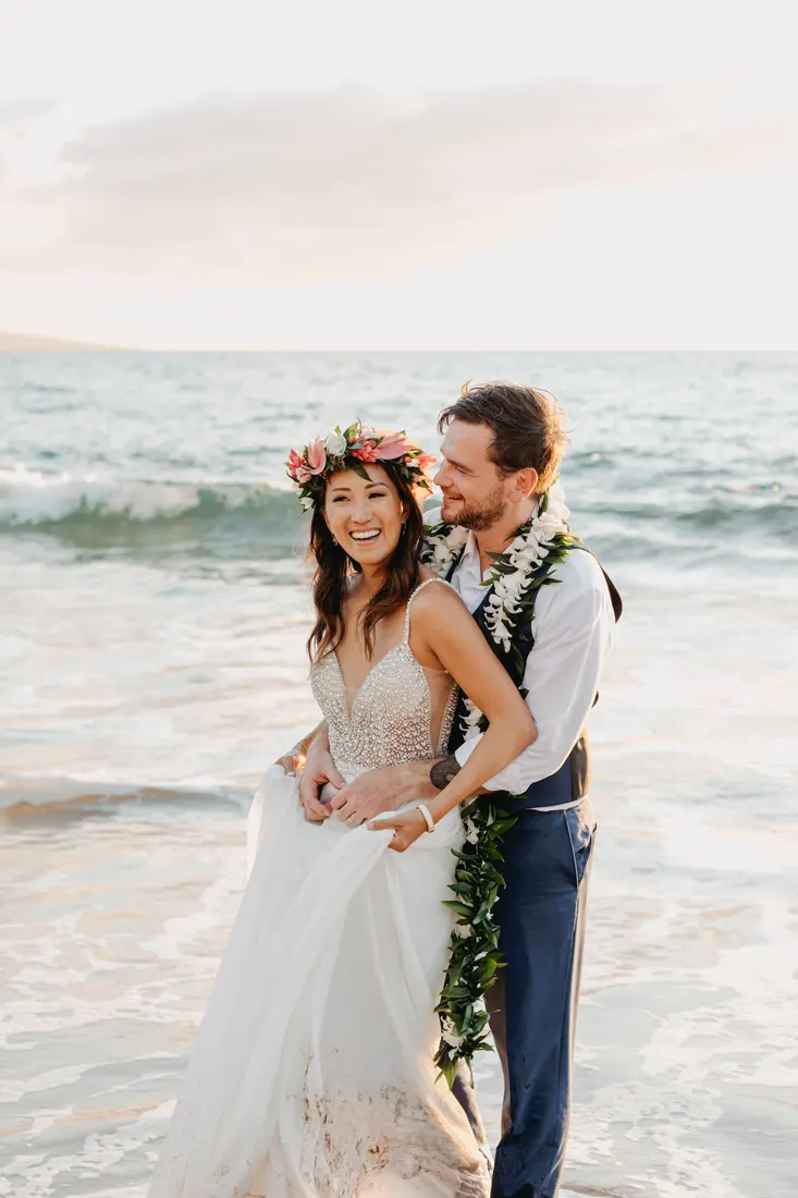 Couple in their wedding attire on Maui, day-after session by Jessie Hawaii Photography