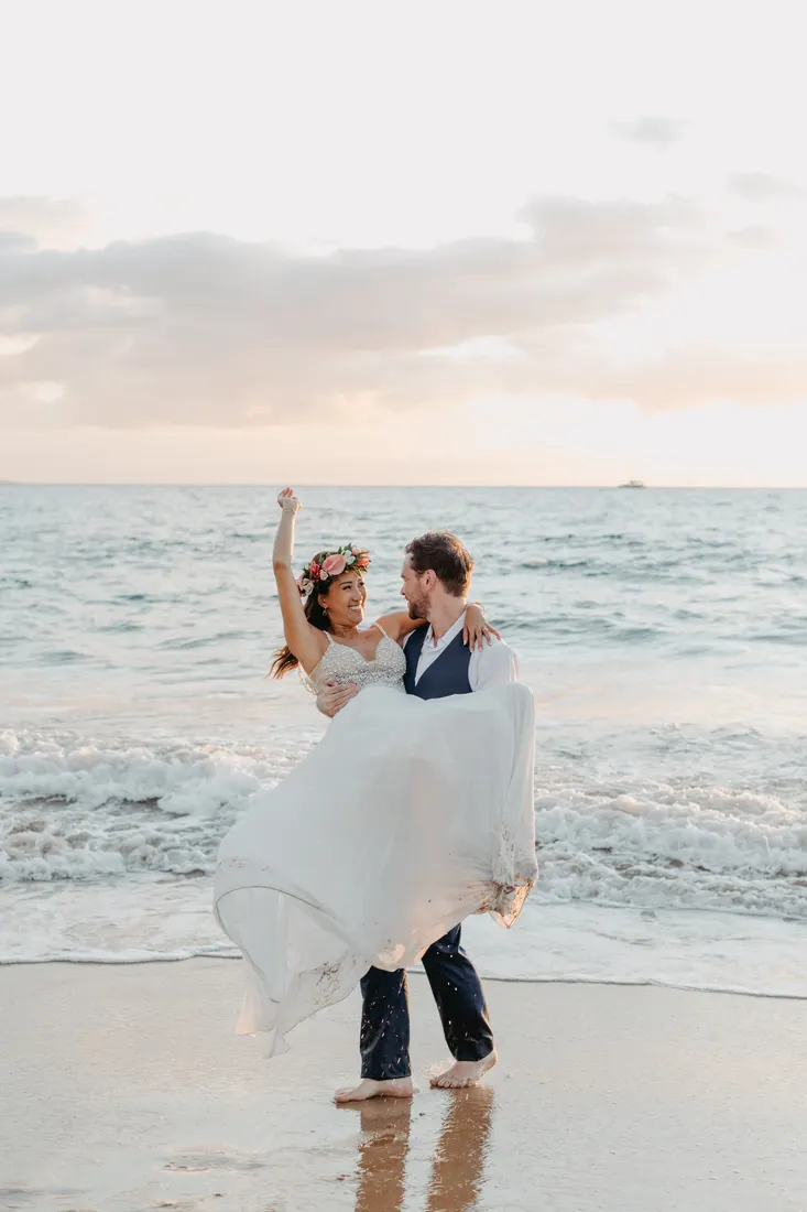Couple in their wedding attire on Maui, day-after session by Jessie Hawaii Photography